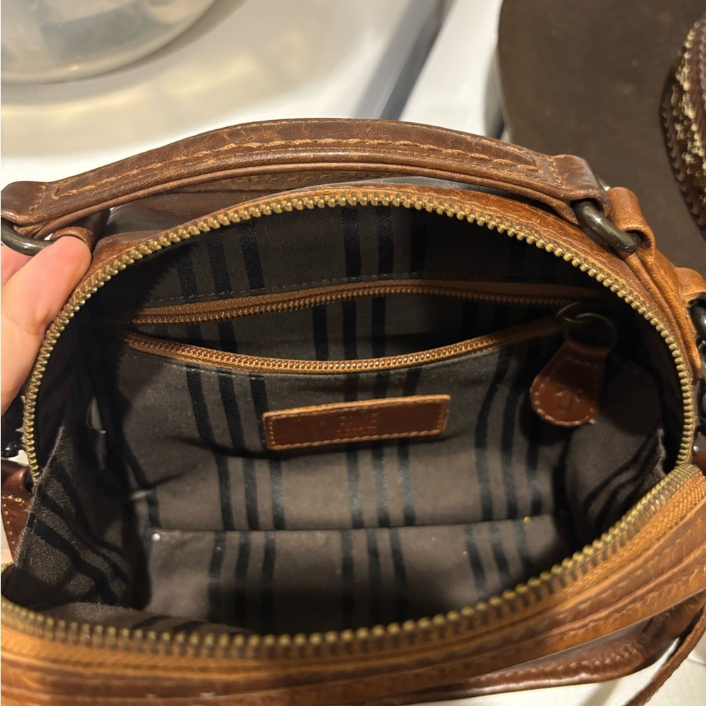 Frye Melissa Top Handle Leather Crossbody Bag in Dark Brown - Picture 6 of 6